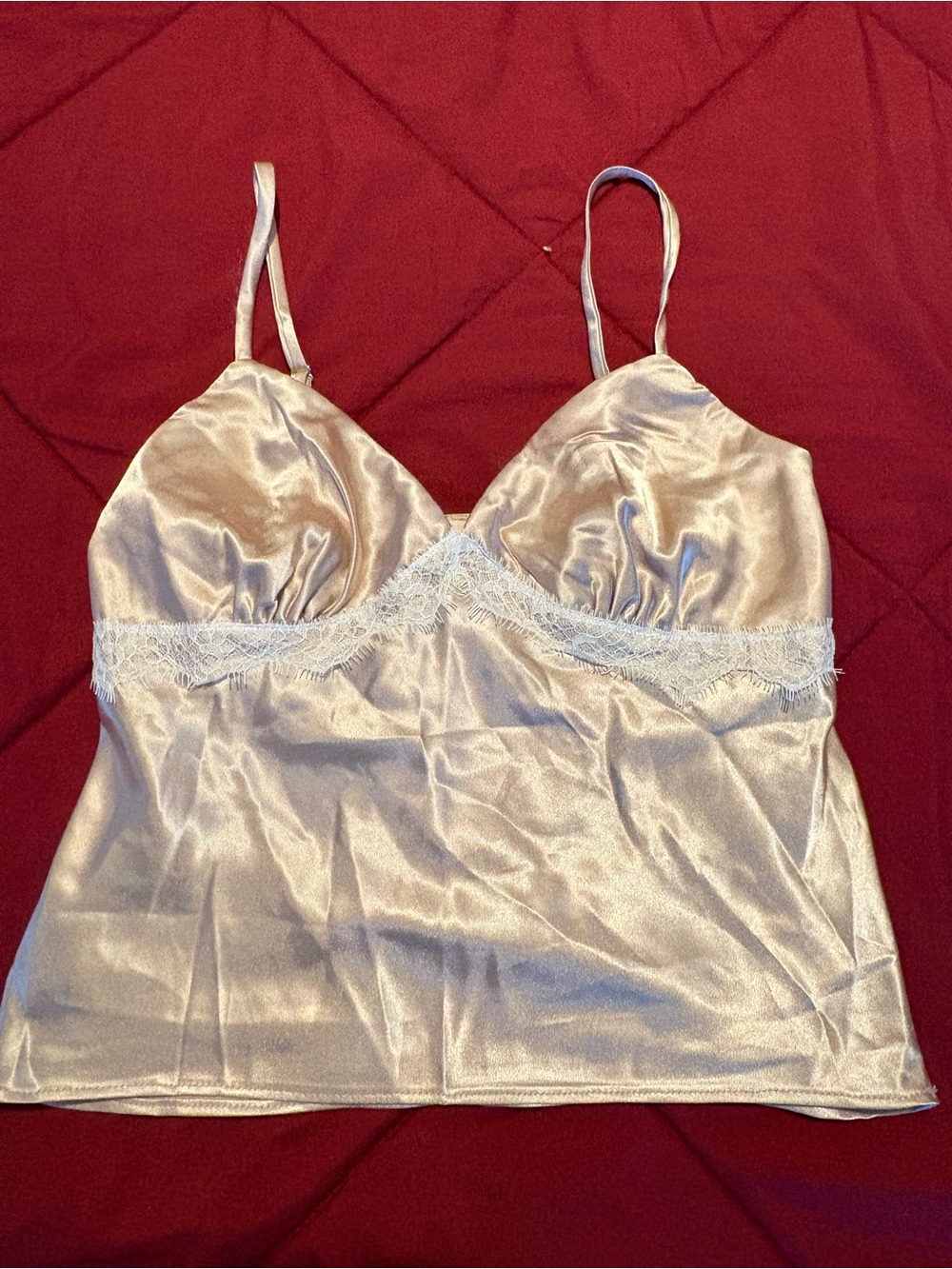 Silky Satin Lace Cami Top in Champagne - Women Intimates